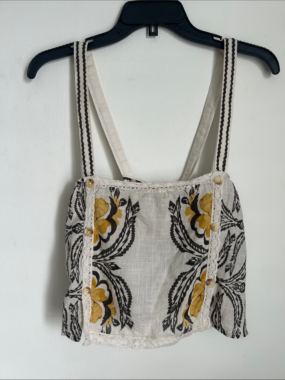 Anthropologie Embroidered Floral Camisole in Cream and Mustard
